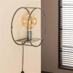 Industrieel Wandschap Dirk Rond 30 Cm 1-lichts 15x30x30 Cm Metaal -Huishoudelijke Goederen Winkel 1000072624 0101