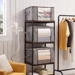 ACAZA Set Van 4 Opvouwbare Opbergtassen - Grijs -Huishoudelijke Goederen Winkel 1000073996 0101