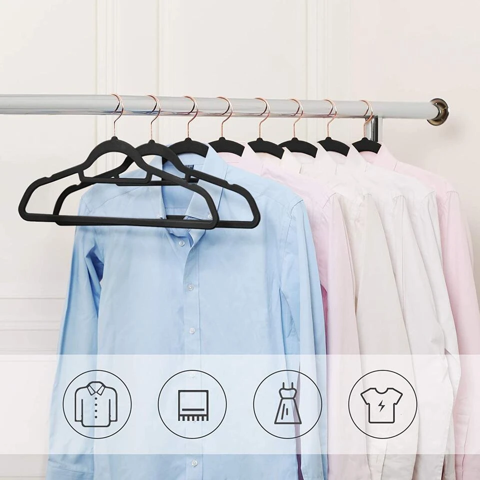 ACAZA Set Van 50 Fluwelen Kledinghangers - Zwart 4 ACAZA Set Van 50 Fluwelen Kledinghangers - Zwart - Afbeelding 2