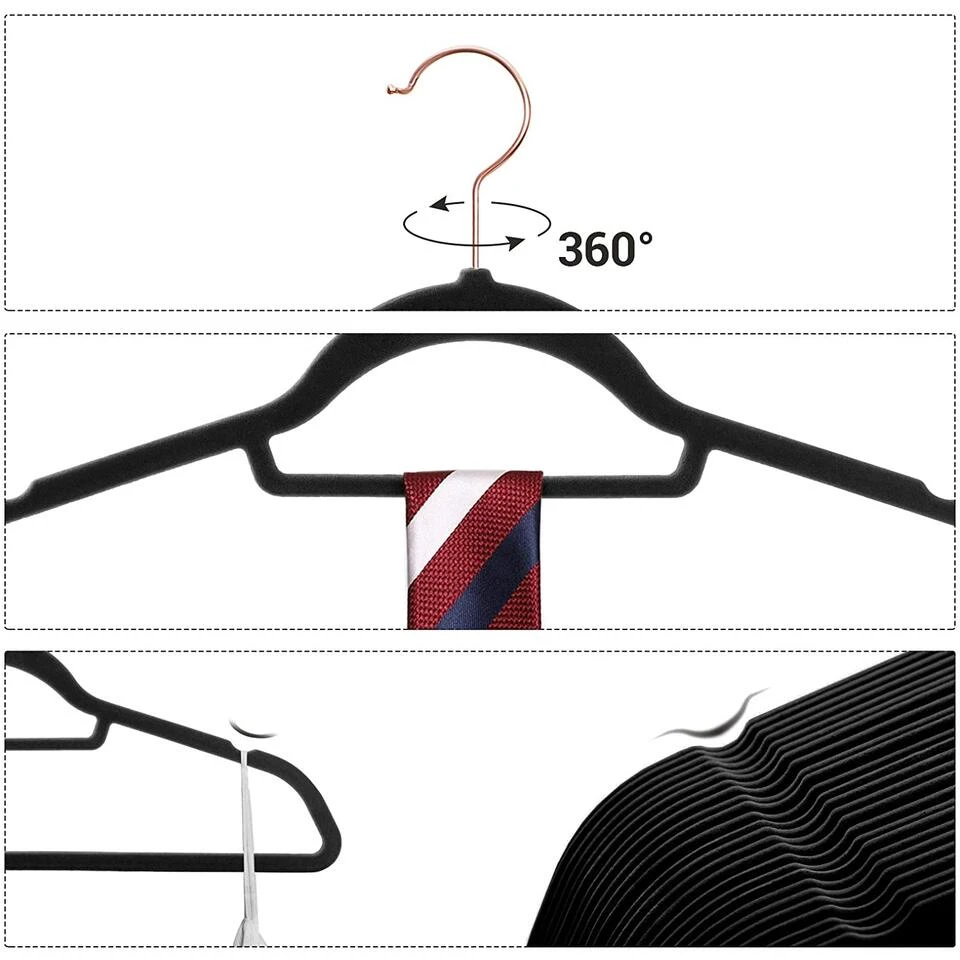 ACAZA Set Van 50 Fluwelen Kledinghangers - Zwart 5 ACAZA Set Van 50 Fluwelen Kledinghangers - Zwart - Afbeelding 3