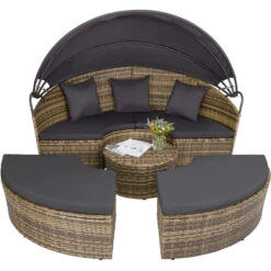 Tectake - Zonne-eiland Santorini - Ligbed - Wicker - Natuurkleur -Huishoudelijke Goederen Winkel 1000077853 0102