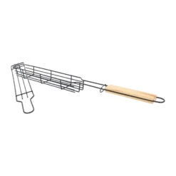 Krumble Grillmand Langwerpig BBQ RVS En Hout - Zwart - Set Van 2 -Huishoudelijke Goederen Winkel 1000081344 0103