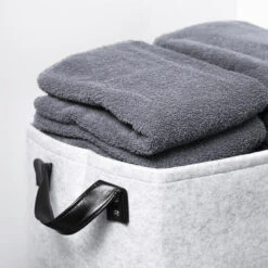 QUVIO Opbergmand Vilt - Grijs - Set Van 6 -Huishoudelijke Goederen Winkel 1000081360 0101