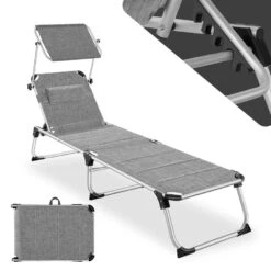 Tectake - Ligbed Lorella - Aluminium- Grijs Gemeleerd