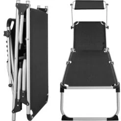 Tectake - Ligbed Zonnestoel Aurelie - Zwart -Huishoudelijke Goederen Winkel 1000083094 0103