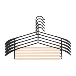 QUVIO Kledinghanger - Set Van 5 - Zwart En Hout -Huishoudelijke Goederen Winkel 1000083567 0103