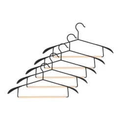 QUVIO Kledinghanger - Set Van 5 - Zwart En Hout