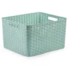 Forte Plastics Opbergmand - Gevlochten - Kunststof Groen - 34x40x23cm -Huishoudelijke Goederen Winkel 1000084548