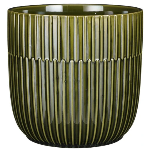 Mica Decorations Plantenpot - Keramiek Glans Donkergroen - D19/H18 Cm