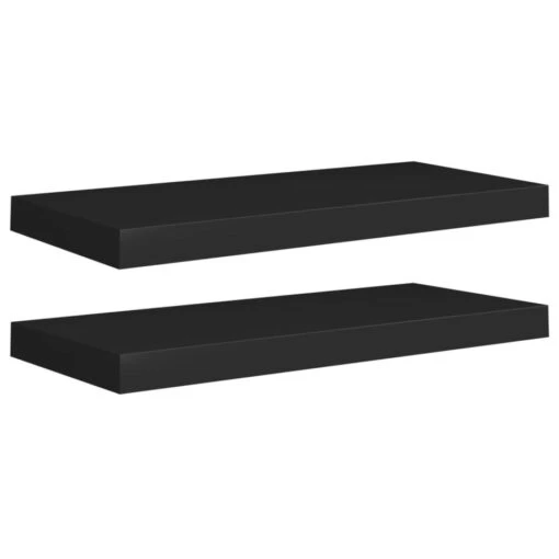 VidaXL Wandschappen Zwevend 2 St 60x23,5x3,8 Cm MDF Zwart