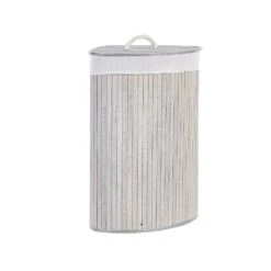 Beliani Mand MATARA - Grijs Bamboehout -Huishoudelijke Goederen Winkel 1000087127 0103