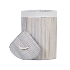 Beliani Mand MATARA - Grijs Bamboehout -Huishoudelijke Goederen Winkel 1000087127 0104