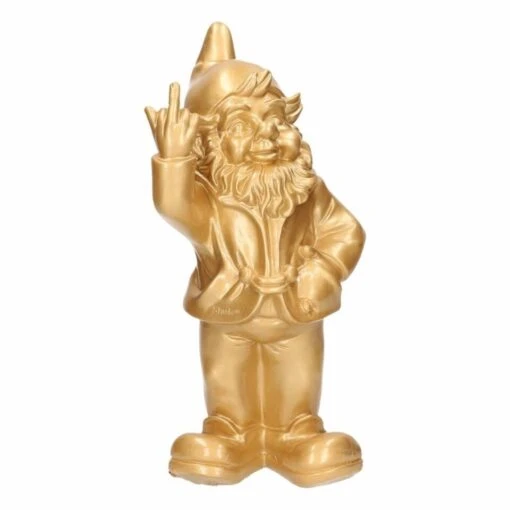 Stoobz Design Tuinkabouter - Goud - Middelvinger - 30 Cm