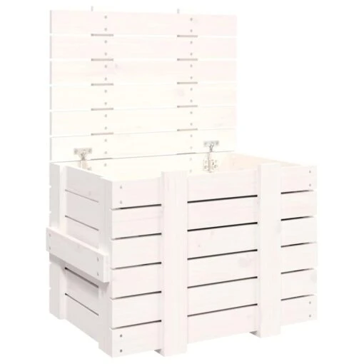 VidaXL Opbergbox 58x40,5x42 Cm Massief Grenenhout Wit