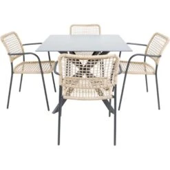 Crest Tuintafel 90x90x73cm - Glas - Zwart -Huishoudelijke Goederen Winkel 1000088283 0102