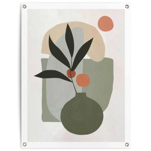 Tuinposter Vaas Met Bloemen 80x60 Cm Groen