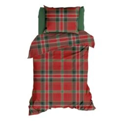 Romanette Flanellen Dekbedovertrek Colpasso Rood-Lits-jumeaux (240 X 200/220 Cm) -Huishoudelijke Goederen Winkel 1000091509 0101