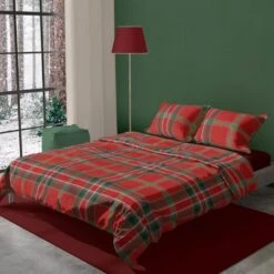 Romanette Flanellen Dekbedovertrek Colpasso Rood-Lits-jumeaux (240 X 200/220 Cm) -Huishoudelijke Goederen Winkel 1000091509 0102