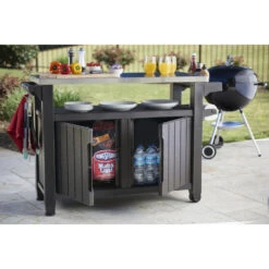 Keter Unity XL BBQ Tafel - 134x52x90cm - 207L - Grafiet -Huishoudelijke Goederen Winkel 1000093361 0102