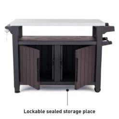 Keter Unity XL BBQ Tafel - 134x52x90cm - 207L - Grafiet -Huishoudelijke Goederen Winkel 1000093361 0103