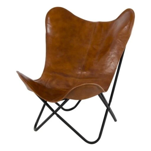 Buffalo Vlinderstoel Cognac - Leder - Bruin