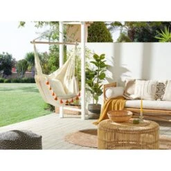 Beliani Hangstoel VARENA - Beige Katoen -Huishoudelijke Goederen Winkel 1000096792 0101