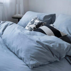 Dindi Home - Dekbedovertrek Plain Beauty - 260x220 Cm - Blauw -Huishoudelijke Goederen Winkel 1000098633 0102