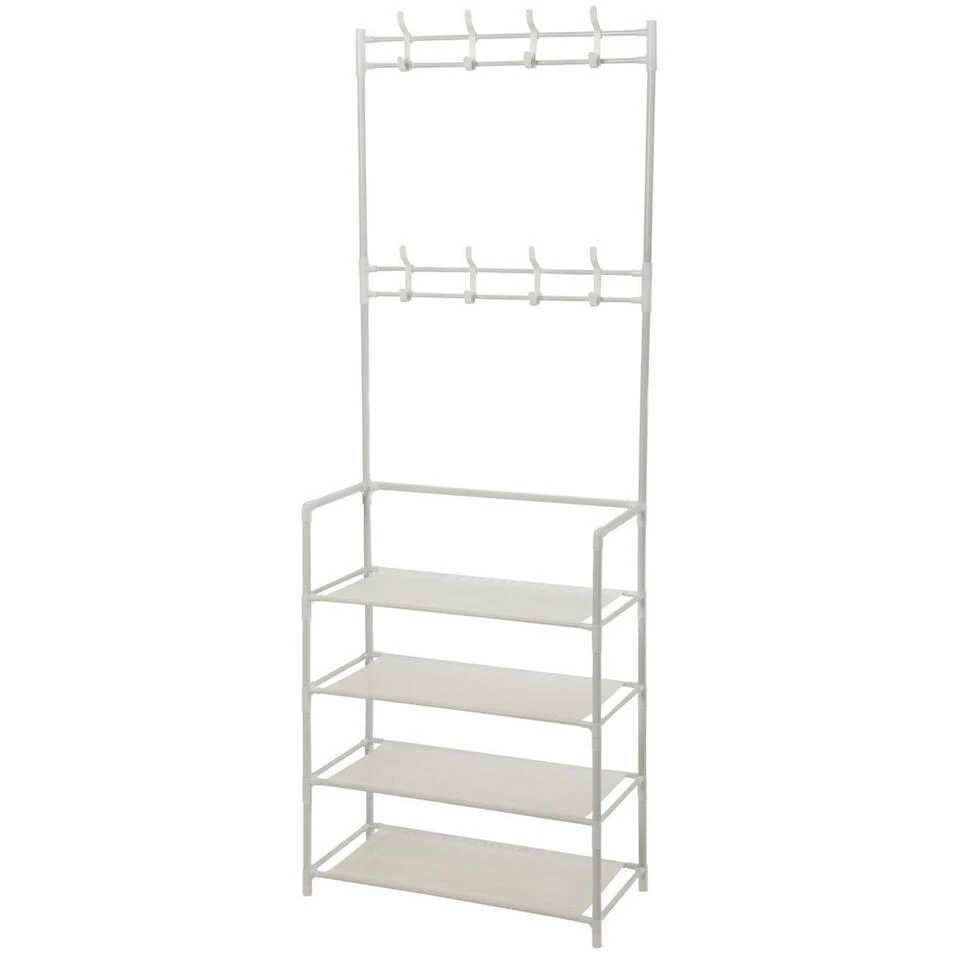 Storage Solutions Kledingrek - 60 X 26 X 155 Cm - Metaal - Wit 3 Storage Solutions Kledingrek - 60 X 26 X 155 Cm - Metaal - Wit