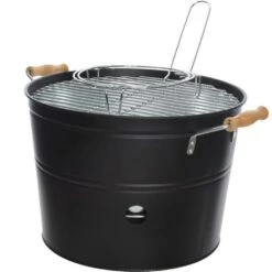 Merkloos Barbecue Emmer - Zwart - Rond - 33 X 24 Cm
