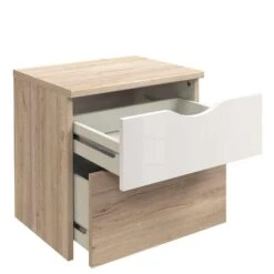 Nachtkastje Tempo - 2 Lades - Eikenkleur/wit -Huishoudelijke Goederen Winkel 12503115 1003