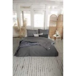 Walra - Dekbedovertrek Vintage Satin - 240x220 Cm - Antraciet -Huishoudelijke Goederen Winkel 1427452247 0103