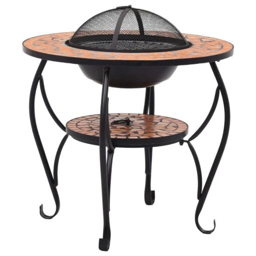 VidaXL Vuurtafel Mozaïek 68 Cm Keramiek Terracottakleurig