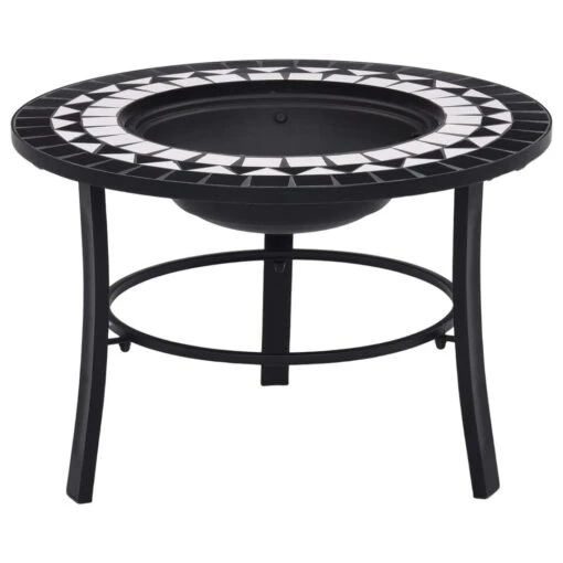 VidaXL Vuurschaal Mozaïek 68 Cm Keramiek Zwart En Wit
