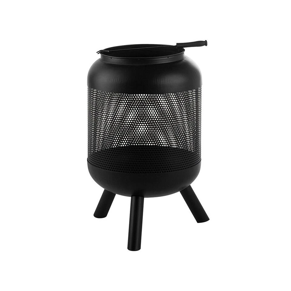 Beliani Vuurkorf Voor Hout VEER - Zwart Staal 3 Beliani Vuurkorf Voor Hout VEER - Zwart Staal