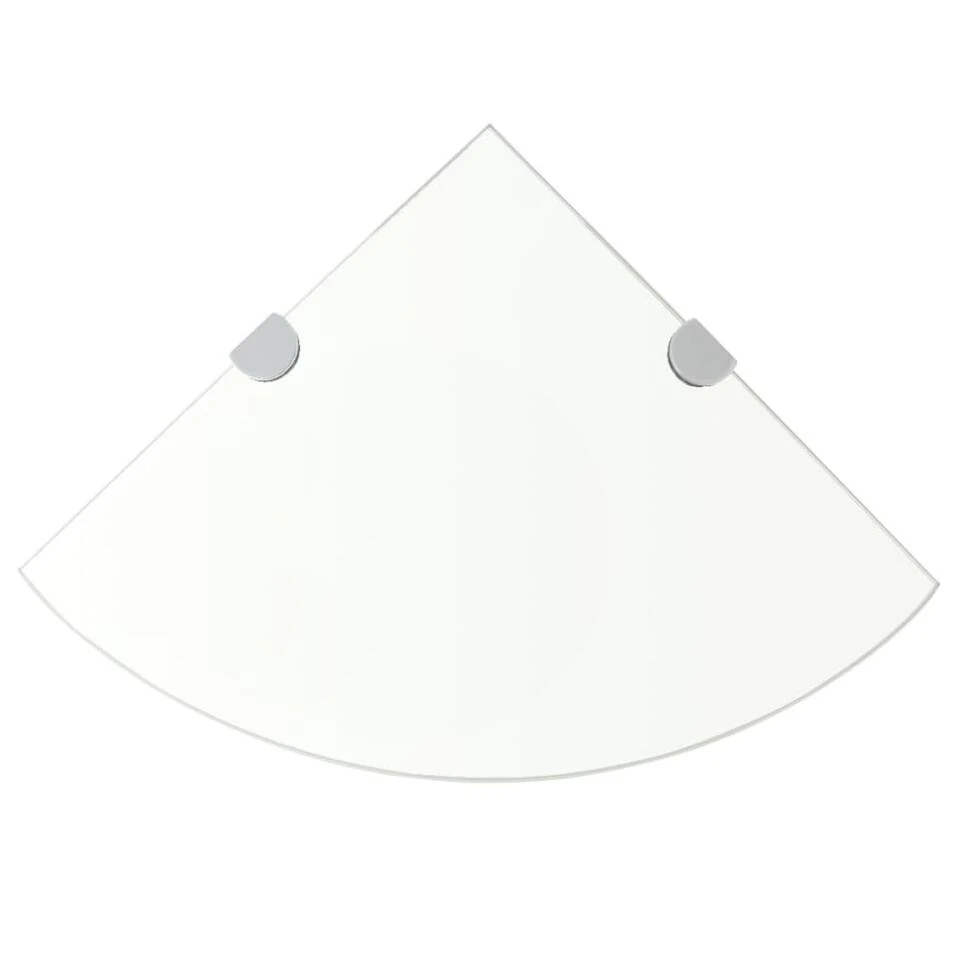 VidaXL Hoekschappen 2 St Met Chromen Dragers 35x35 Cm Glas Transparant 3 VidaXL Hoekschappen 2 St Met Chromen Dragers 35x35 Cm Glas Transparant