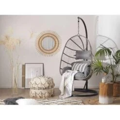 Beliani Hangstoel CASOLI - Grijs Pe Rotan -Huishoudelijke Goederen Winkel 1640452479 0101