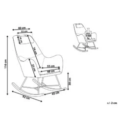 Beliani Schommelstoel ARRIE - Grijs Fluweel -Huishoudelijke Goederen Winkel 1783630521 0102