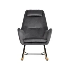 Beliani Schommelstoel ARRIE - Grijs Fluweel -Huishoudelijke Goederen Winkel 1783630521 0103