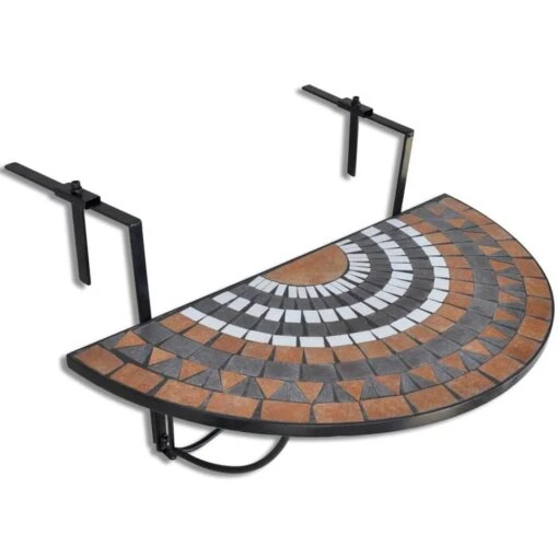 VidaXL Balkontafel Hangend Mozaïek Terracottakleurig En Wit