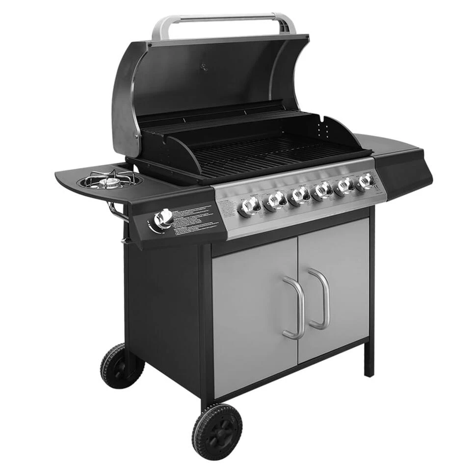 VidaXL Gasbarbecue 6+1 Kookzone Zwart En Zilver 3 VidaXL Gasbarbecue 6+1 Kookzone Zwart En Zilver