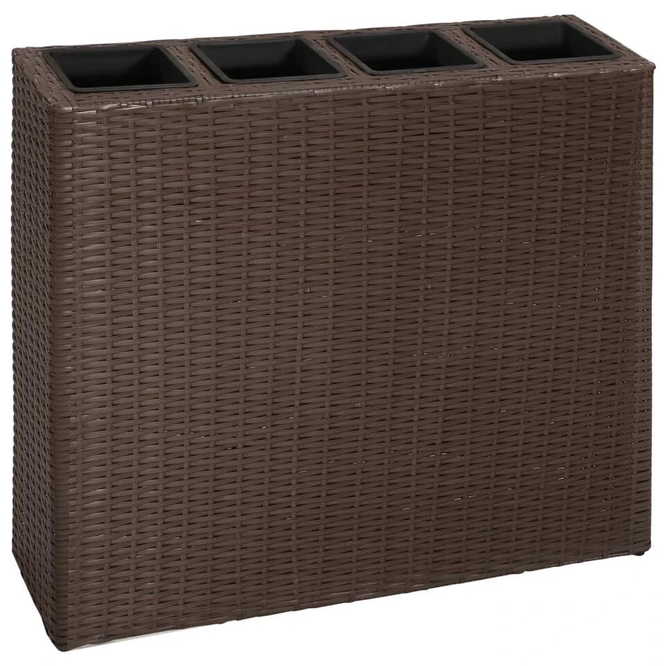 VidaXL Plantenbak Verhoogd Met 4 Potten 2 St Poly Rattan Bruin 4 VidaXL Plantenbak Verhoogd Met 4 Potten 2 St Poly Rattan Bruin - Afbeelding 2