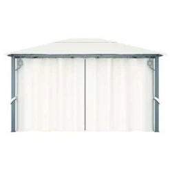 VidaXL Prieel Met Gordijn 400x300 Cm Aluminium Crème 9 VidaXL Prieel Met Gordijn 400x300 Cm Aluminium Crème -Huishoudelijke Goederen Winkel 2dfb26a998e049e8a0a6b139abc42c27