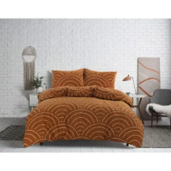 Comfort Dekbedovertrek Sendai Grafisch - Caramel - 240x200/220 Cm -Huishoudelijke Goederen Winkel 31105995 9050