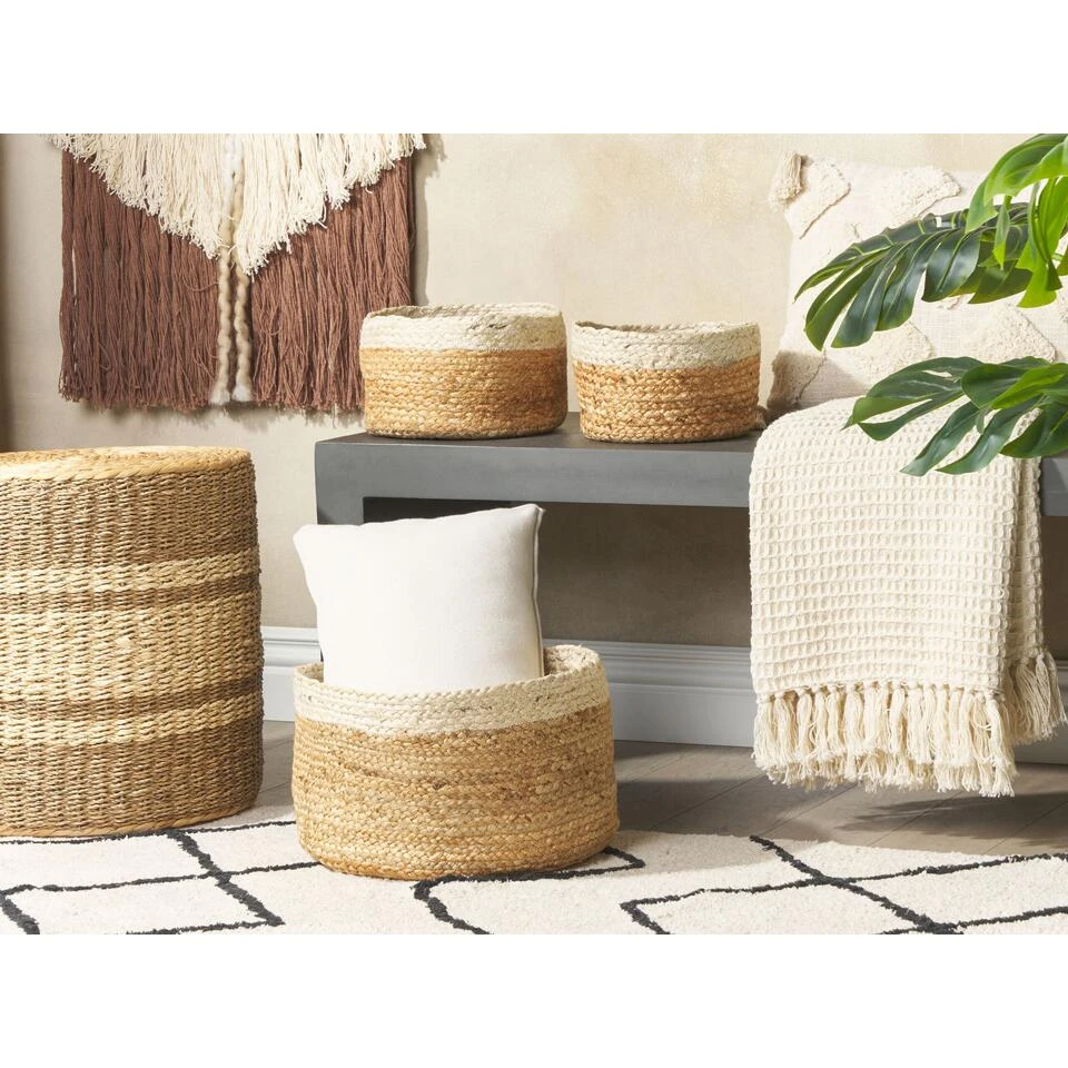 Beliani Mand TAJORI - Natuurlijk Jute 4 Beliani Mand TAJORI - Natuurlijk Jute - Afbeelding 2
