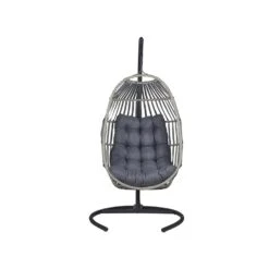 Beliani Hangstoel SESIA - Grijs Polyester, Pe Rotan -Huishoudelijke Goederen Winkel 4ec4e740c85e4b768d5972423f26bdbc
