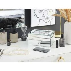 Beliani Juwelenkist KOFI - Zilver Glas 8 Beliani Juwelenkist KOFI - Zilver Glas -Huishoudelijke Goederen Winkel 5394d6fe67eb4f11aceedd4e3ced5541