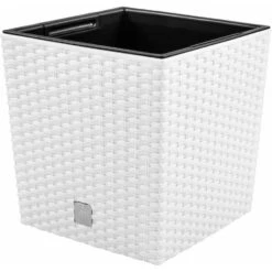 Prosperplast Plantenbak Rato - Wit - Rotan - Kunststof - 32 Cm -Huishoudelijke Goederen Winkel 5441df2d5f384f2599bffaf1115d9989