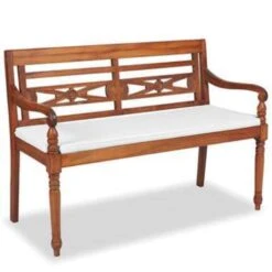 VidaXL Bank Batavia Met Kussens 120 Cm Teakhout -Huishoudelijke Goederen Winkel 67a5841de433493dbe5714b411c334ad