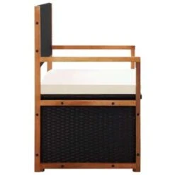 VidaXL Opbergbankje 115 Cm Poly Rattan En Massief Acaciahout Zwart -Huishoudelijke Goederen Winkel 67f27a44a9b84f8ca103604556598ddf