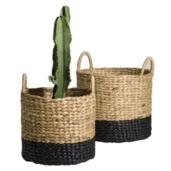 Mand Fedde - Naturel/zwart - 30xØ35 Cm -Huishoudelijke Goederen Winkel 70503461 2040